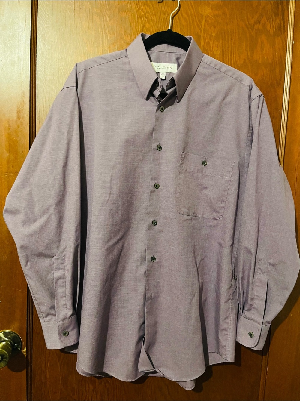 Vintage Yves Saint Laurent Purple Dress Shirt Long Sleeve Size Medium